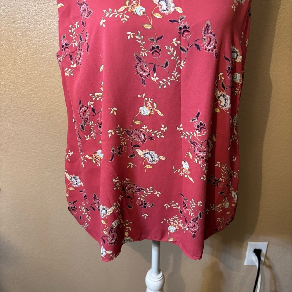 Sale! NEW Chico's Blouse 2 (Large/12) Pink Floral Sleeveless Reversible Tan Boho - Picture 3 of 15